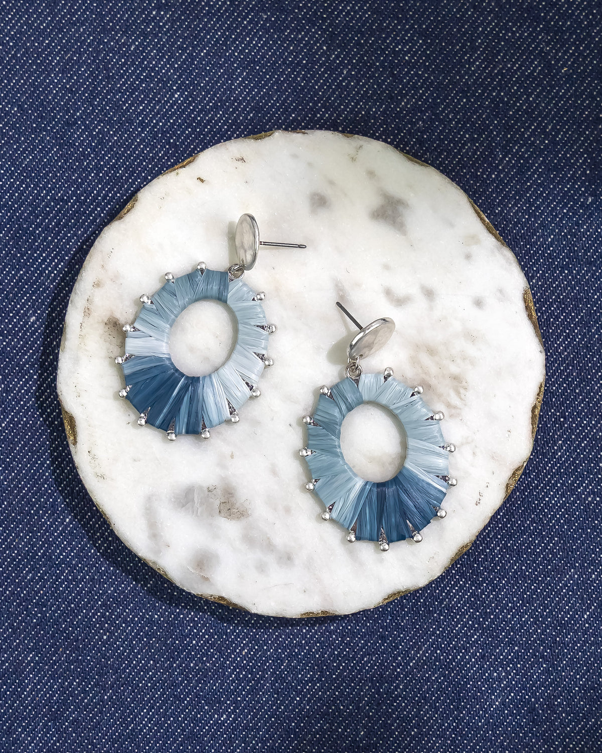 Blue Ombre Circle Stud Earrings