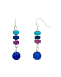 Multicolor Beaded Drop Earrings displayed on white background – Dauplaise Jewelry