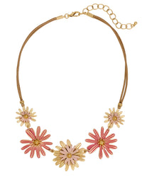 Daisy Garden Statement Necklace displayed on white background – Dauplaise Jewelry