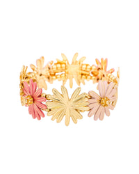 Daisy Garden Stretch Bracelet displayed on white background – Dauplaise Jewelry