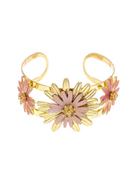 Gold-Tone Daisy Cuff Bracelet displayed on white background – Dauplaise Jewelry