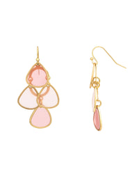 Cascading Pink Stone Drop Earrings displayed on white background – Dauplaise Jewelry