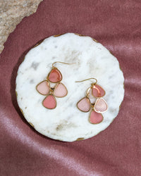 Cascading Pink Stone Drop Earrings