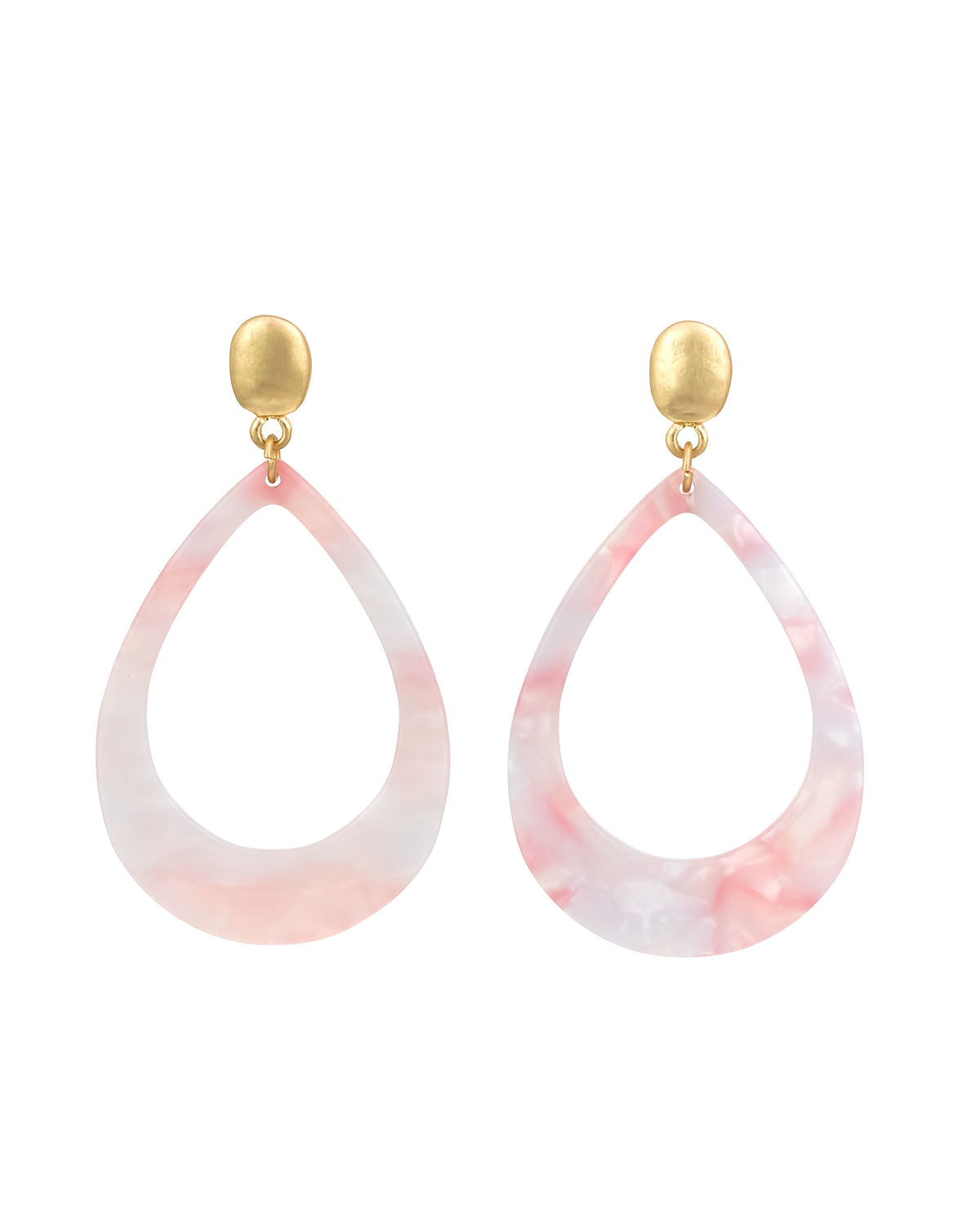 Pearlescent Teardrop Dangle Earrings displayed on white background – Dauplaise Jewelry