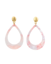 Pearlescent Teardrop Dangle Earrings displayed on white background – Dauplaise Jewelry
