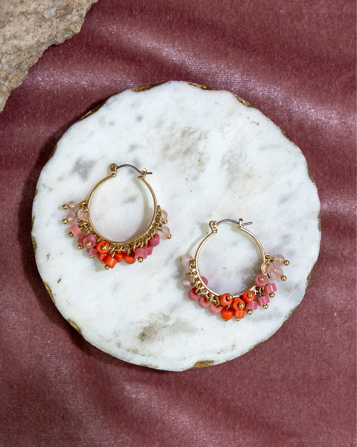 Gold Beaded Hoop Earrings