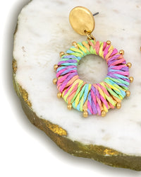 Rainbow Woven Circle Earrings
