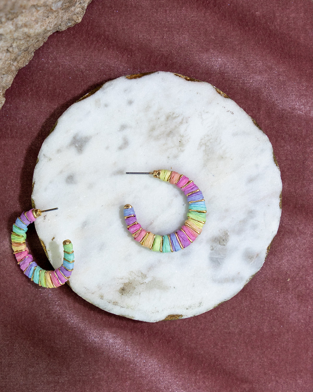 Rainbow Woven Hoop Earrings