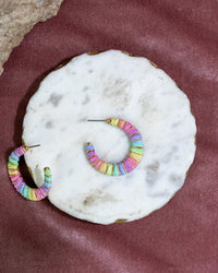 Rainbow Woven Hoop Earrings