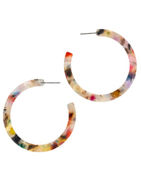 Multicolor Tortoiseshell Hoop Earrings displayed on white background – Dauplaise Jewelry