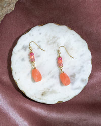 Coral Sunset Beaded Drop Earrings
