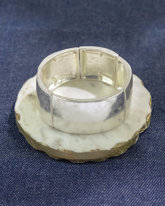 Textured Silver-Tone Stretch Bracelet