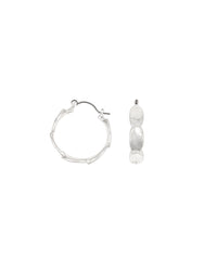 Textured Silver-Tone Hoop Earrings displayed on white background – Dauplaise Jewelry