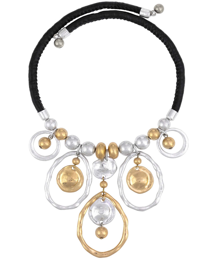 Short Coil Necklace with Large Drop-offs displayed on white background – Dauplaise Jewelry