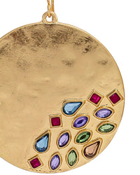 Colorful multi‑stone drop earrings with gold-tone posts – Dauplaise Jewelry