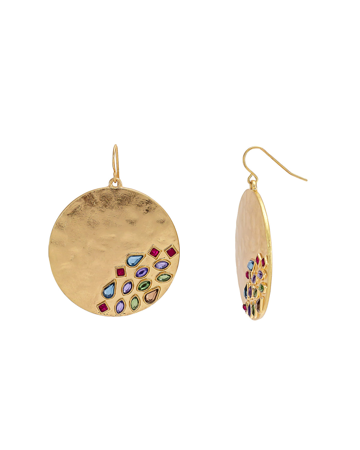 Colorful multi‑stone drop earrings with gold-tone posts – Dauplaise Jewelry