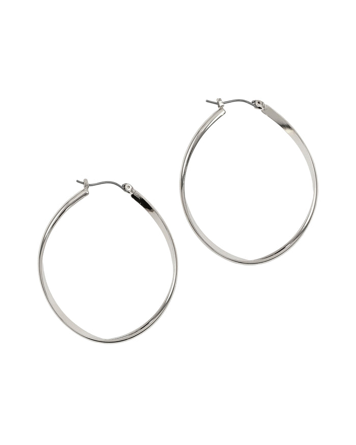 Silver-tone Orbital Opulence Hoops displayed on white background – Dauplaise Jewelry