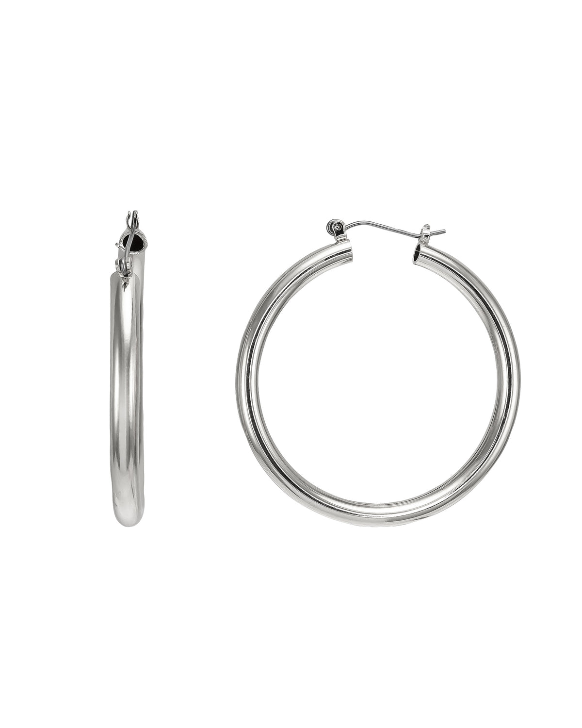 Classic medium-sized silver hoop earrings – Dauplaise Jewelry