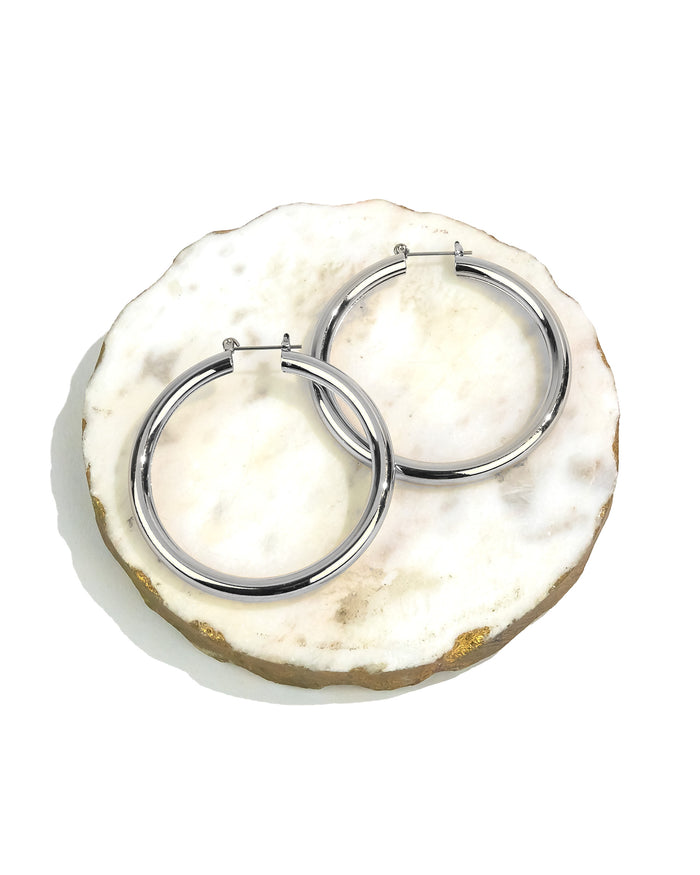 Classic Hoop Earrings in Silver-Tone