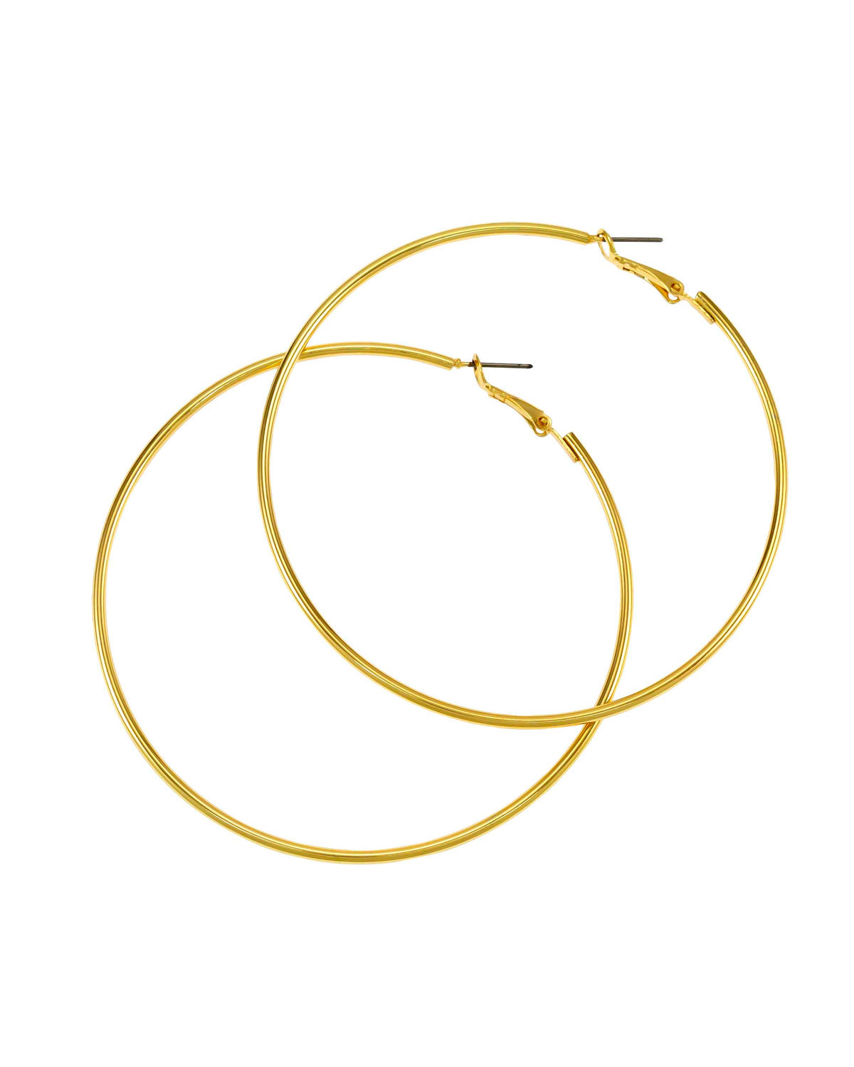 Gold-tone Oversized Hoop Earrings displayed on white background – Dauplaise Jewelry
