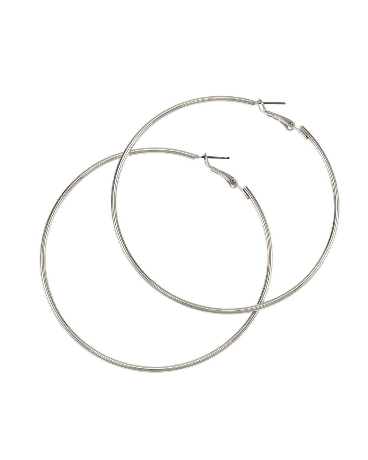 Silver-tone Oversized Hoop Earrings displayed on white background – Dauplaise Jewelry