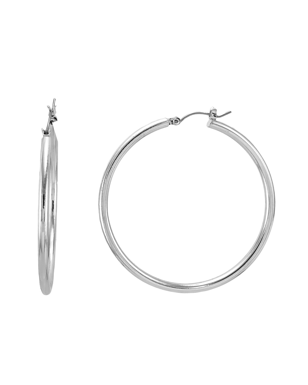 Silver-Tone Hoop Earrings displayed on white background – Dauplaise Jewelry