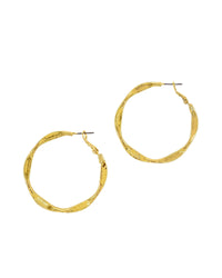 Gold-tone Angular Hoop Earrings displayed on white background – Dauplaise Jewelry