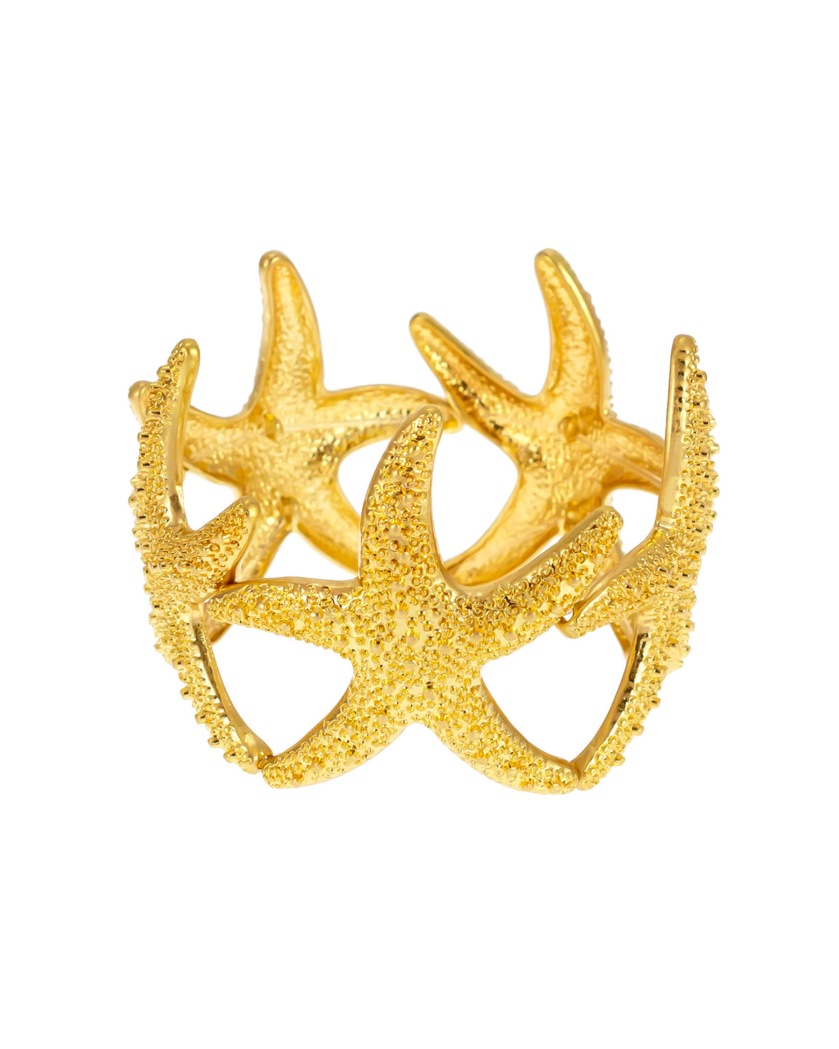 Gold-Tone Starfish Bracelet displayed on white background – Dauplaise Jewelry