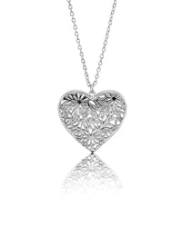 Silver-tone filigree heart pendant on fine chain – Dauplaise Jewelry