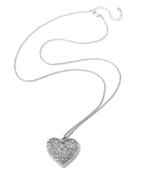 Silver-tone filigree heart pendant on fine chain – Dauplaise Jewelry