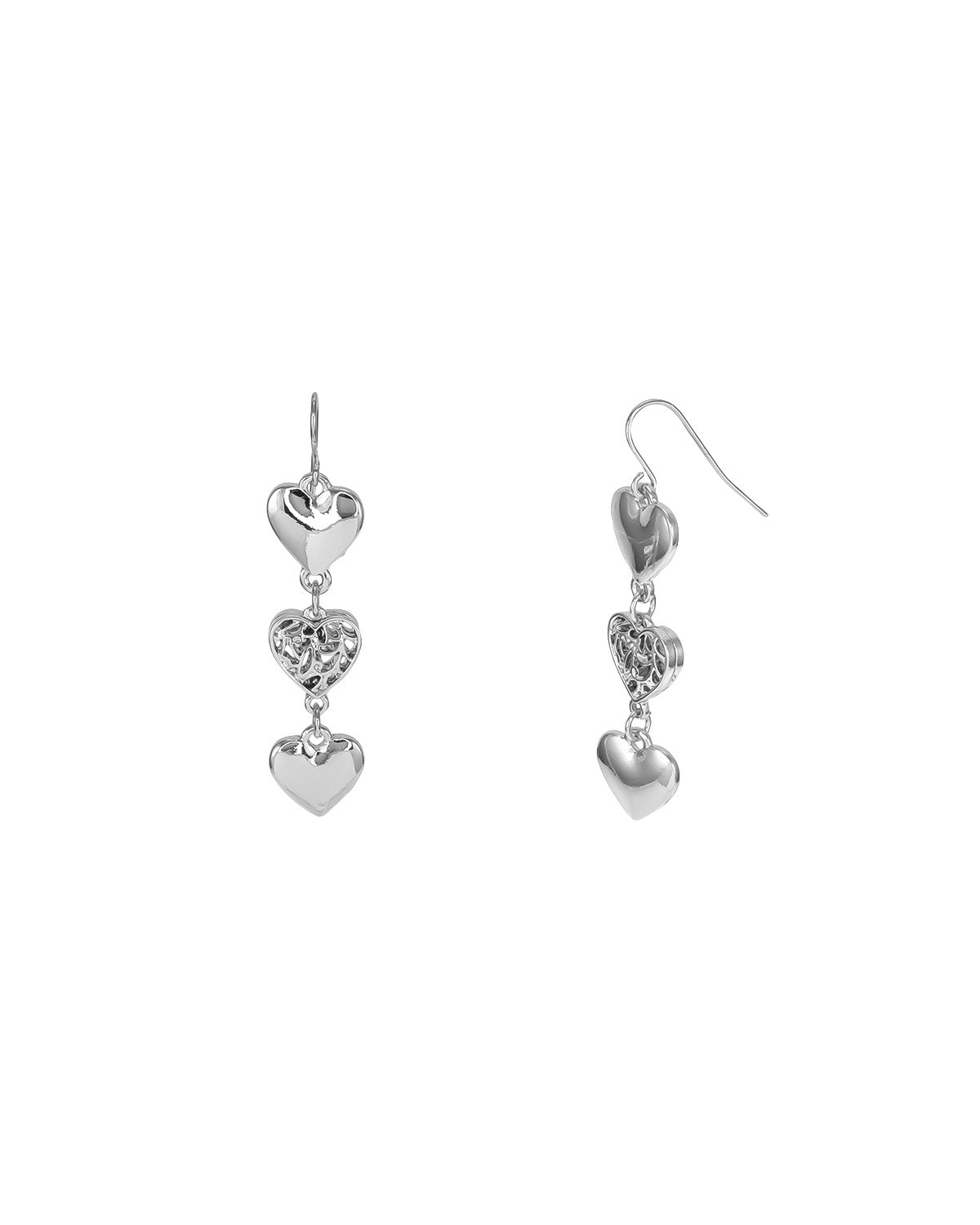 'Marry Me' Triple Heart Earring displayed on white background – Dauplaise Jewelry
