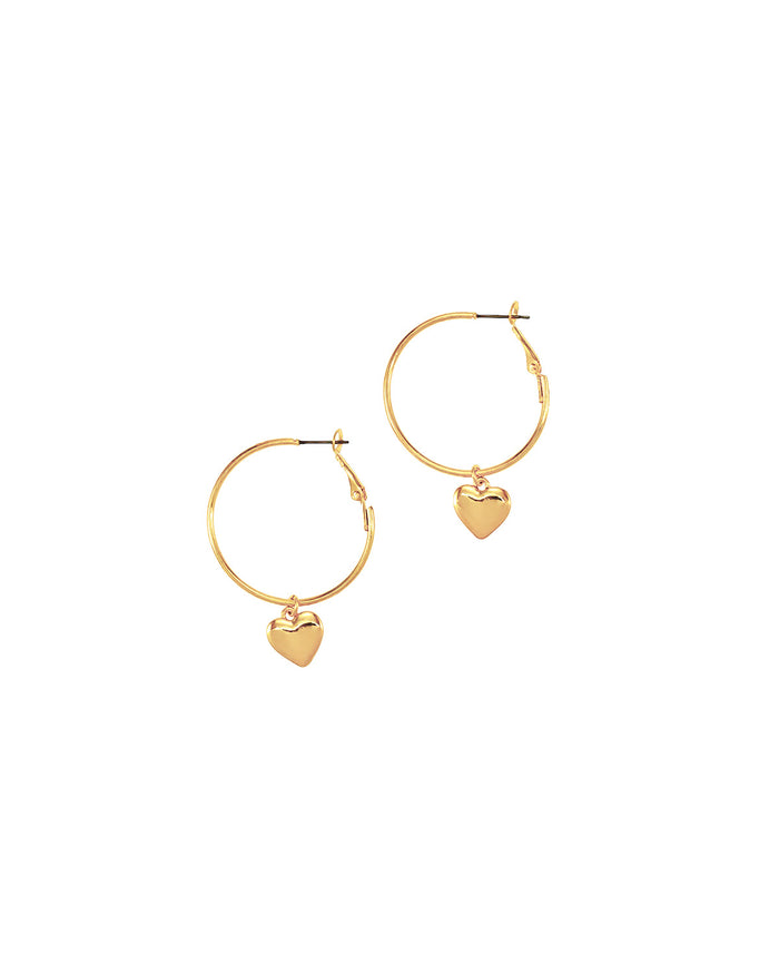 Dauplaise Jewelry -  'Love Her' Hoop with Heart Drop Earring in Gold-Tone
