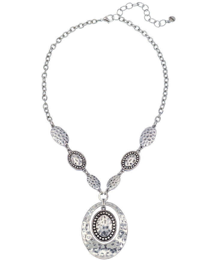 Link Orbital Pendant Necklace displayed on white background – Dauplaise Jewelry