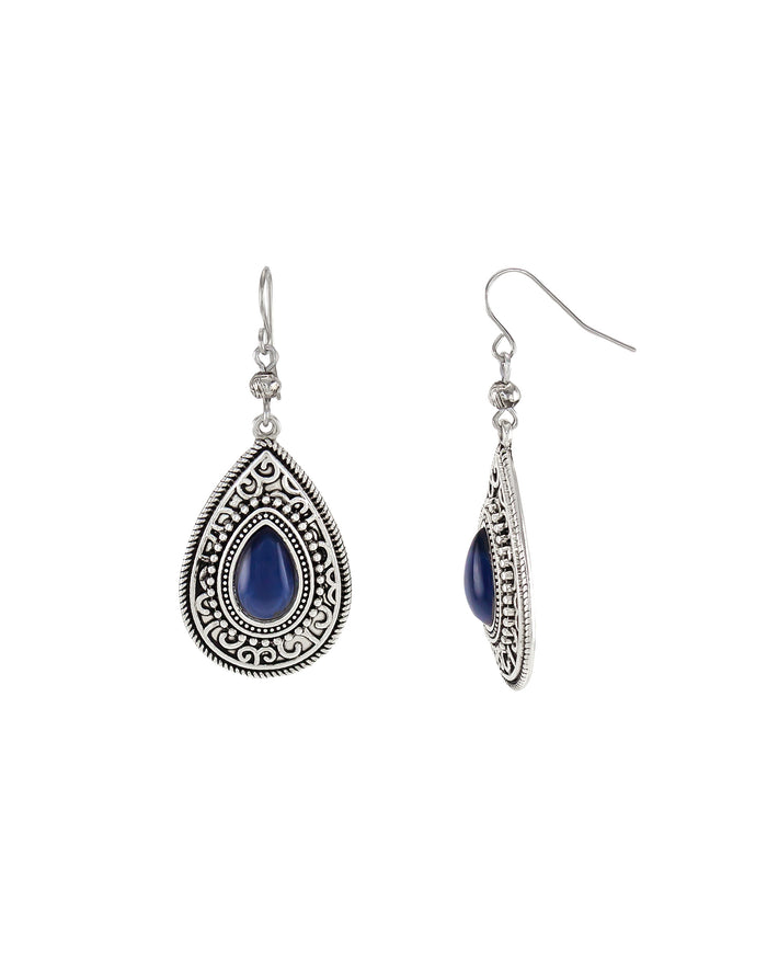 Multi-blue Teardrop Earrings displayed on white background – Dauplaise Jewelry
