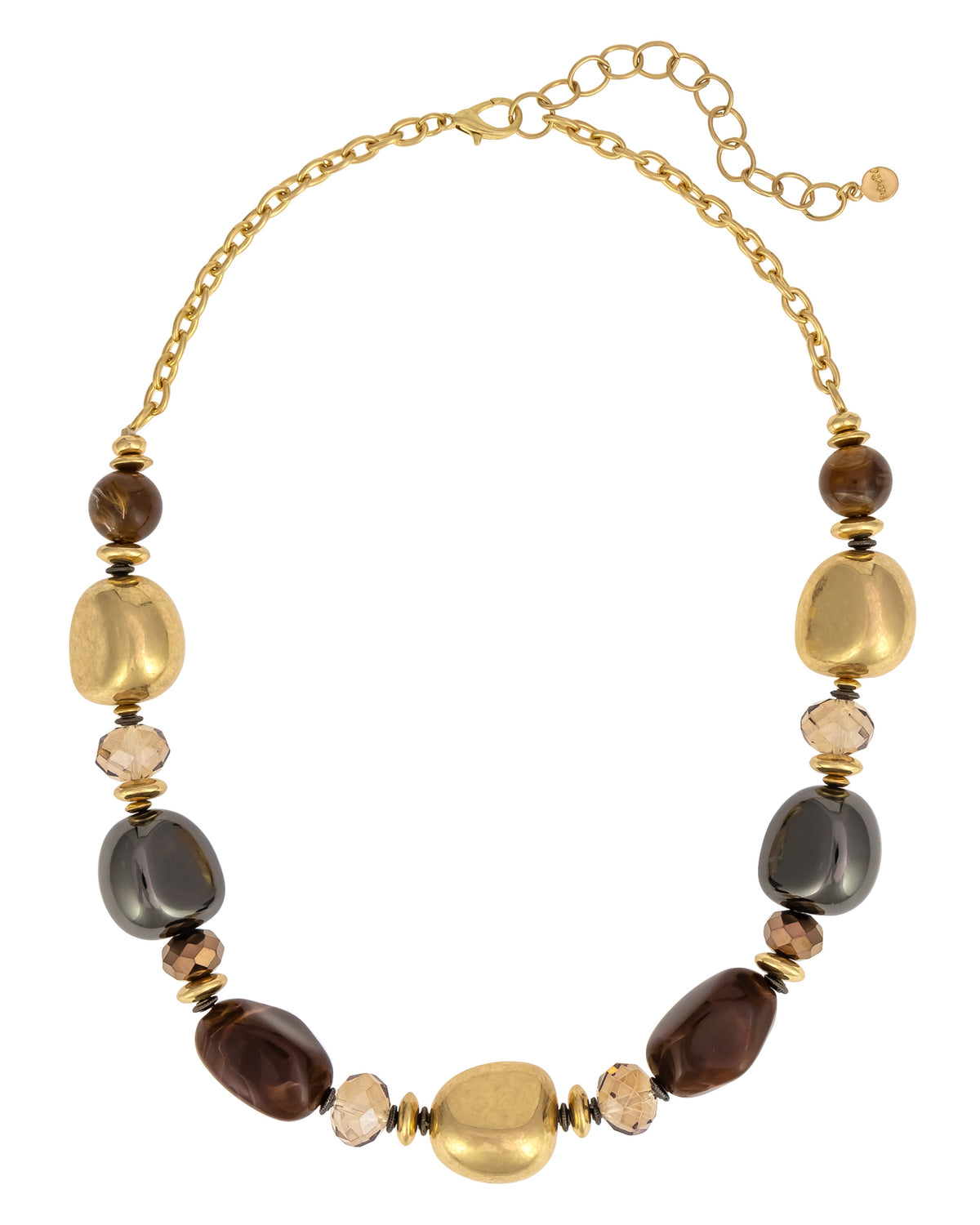 Golden Earth Statement Necklace displayed on white background – Dauplaise Jewelry