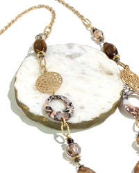 Golden Filigree Statement Necklace with Brown Beads