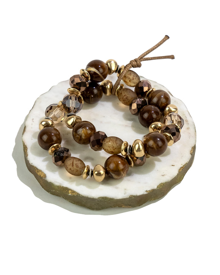 Golden Earth Beaded Bracelet Set