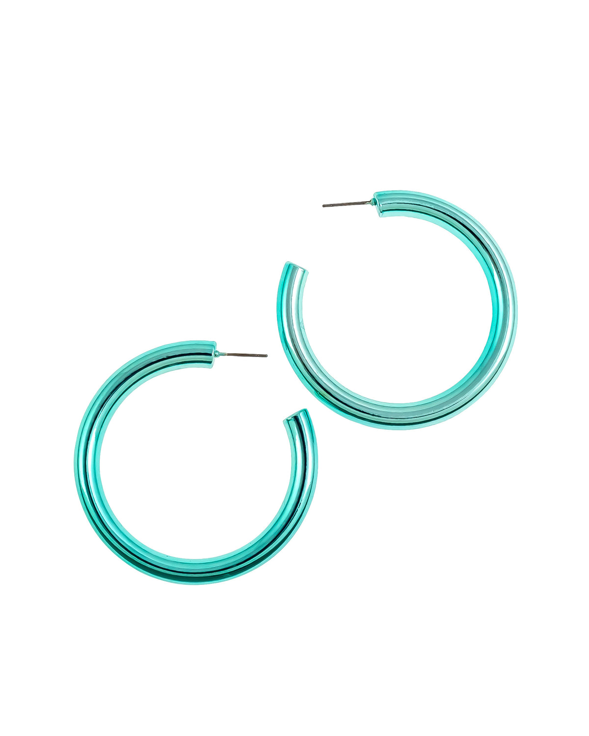 Sydney's Aqua Metallic Hoop displayed on white background – Dauplaise Jewelry