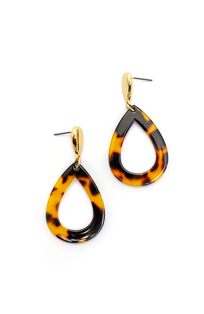 Dauplaise Jewelry - Tortoise-Print Pear Drop Earring