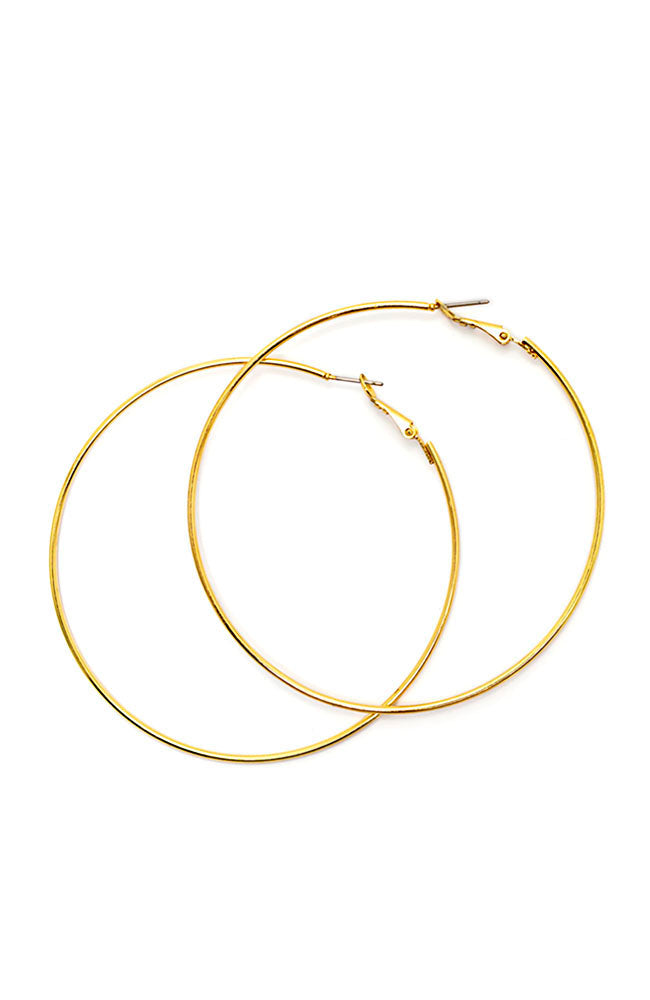 Dauplaise Jewelry - Gold Oversized Hoop Earrings