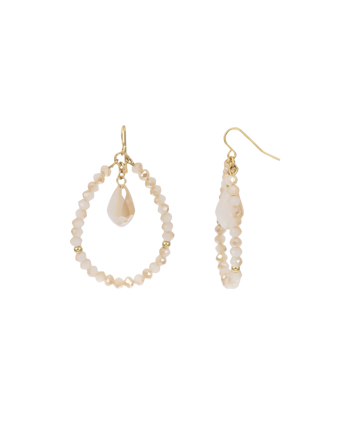 Neutral Pear Earrings displayed on white background – Dauplaise Jewelry