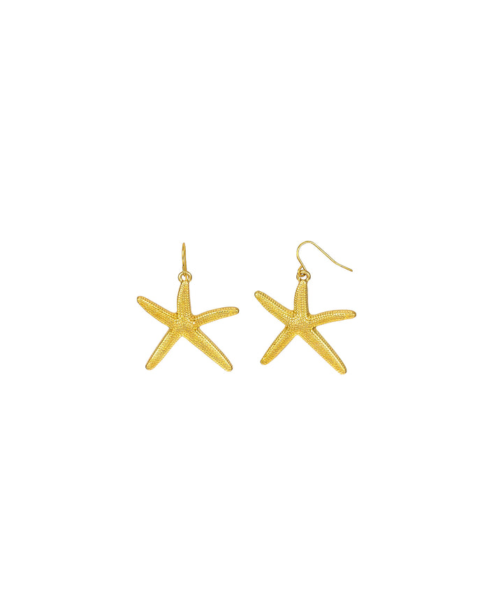 Star Fish Drop Earrings displayed on white background – Dauplaise Jewelry