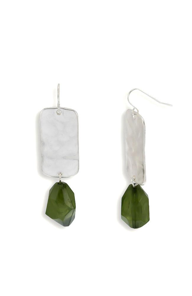 Dauplaise Jewelry - Green Stone Drop Earrings