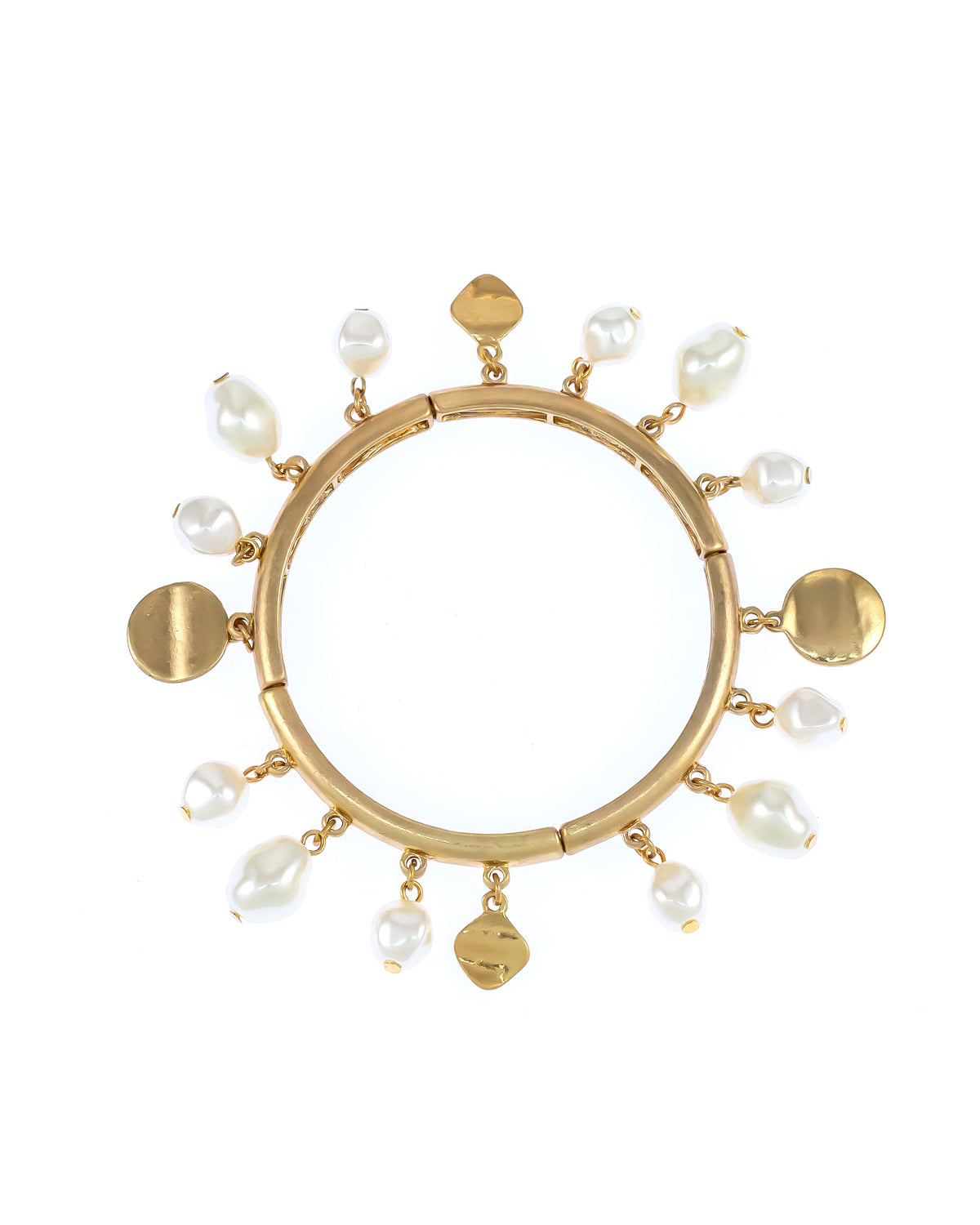 Pearl Charm Bracelet displayed on white background – Dauplaise Jewelry