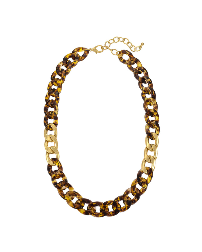 Single Tortoise-Print Necklace displayed on white background – Dauplaise Jewelry