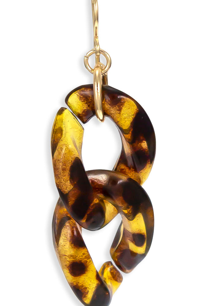 Dauplaise Jewelry - Double Link Tortoise-Print Earrings