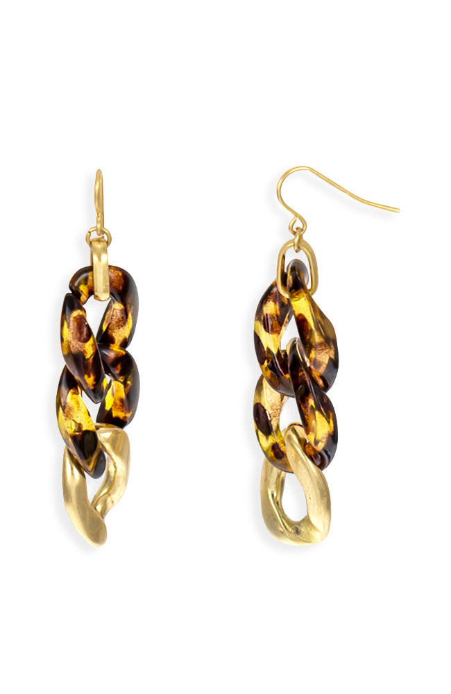 Dauplaise Jewelry - Tortoise-Print Link Drop Earrings