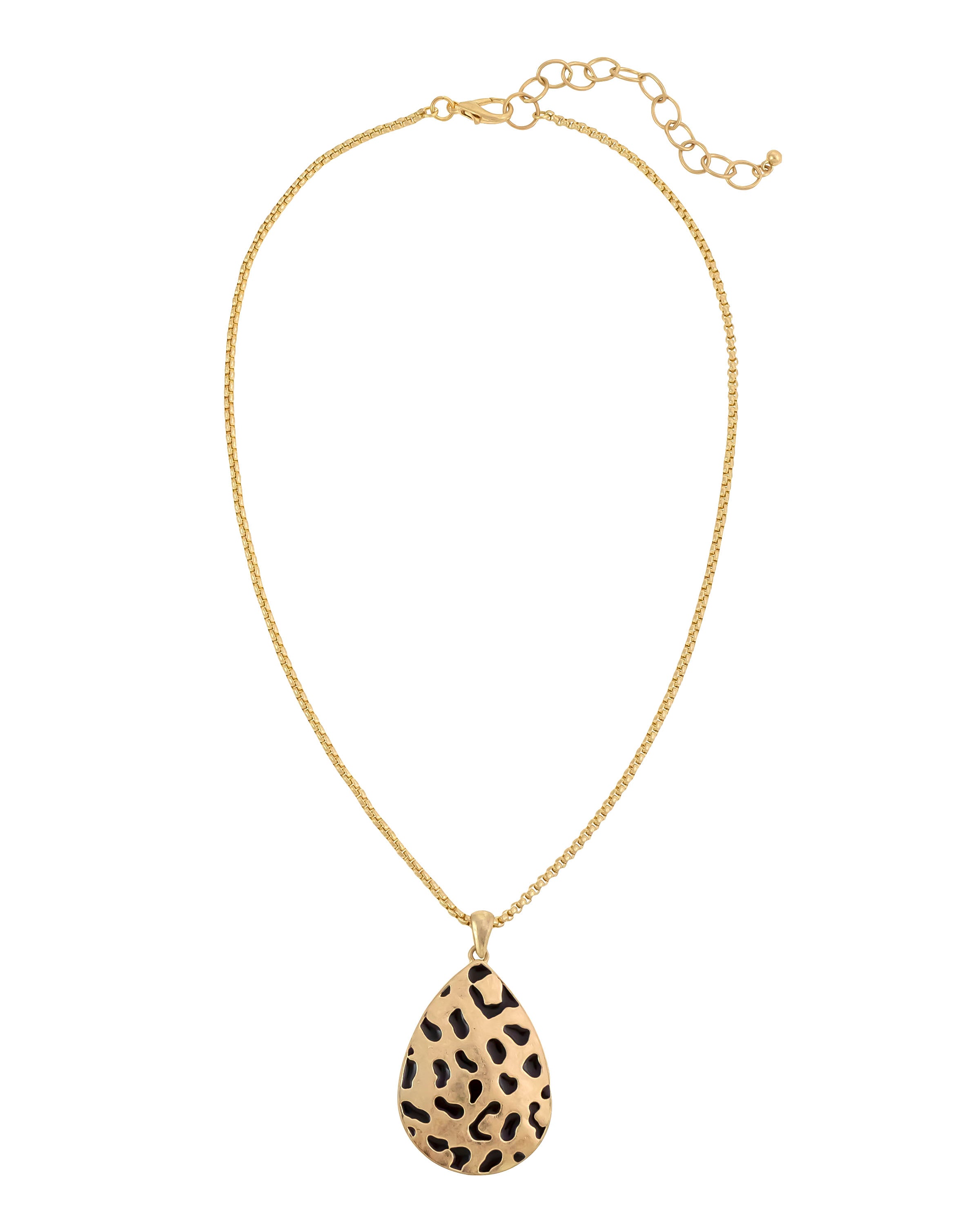 Leopard-Printed Teardrop Pendant Necklace – Fashion Jewelry by