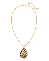 Dauplaise Jewelry - Leopard-Printed Teardrop Pendant Necklace