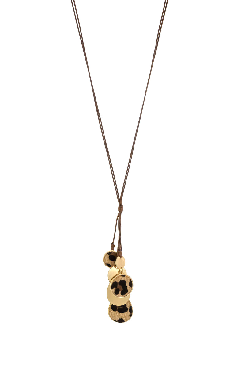 Dauplaise Jewelry - Leopard-Printed Double Teardrop Necklace